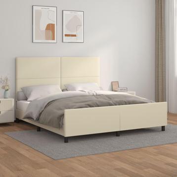 vidaXL Bedframe met hoofdbord kunstleer crèmekleurig 180x200 beschikbaar voor biedingen