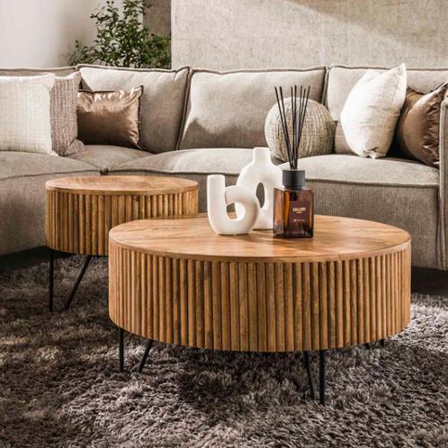 *WOONWINKEL* Salontafel Set Van 2 Mangohout, Huis en Inrichting, Tafels | Salontafels, Nieuw, Verzenden