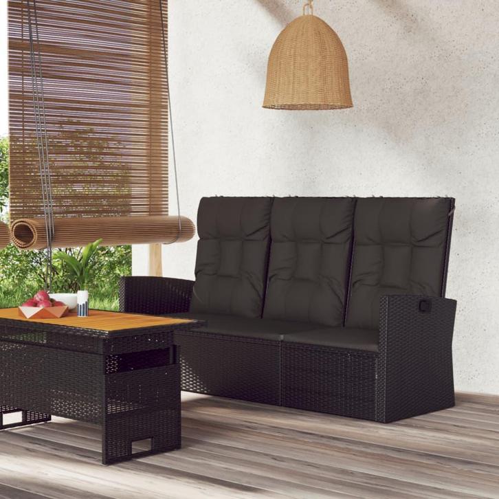 vidaXL Tuinbank verstelbaar met kussens 173 cm poly rattan, Tuin en Terras, Tuinbanken, Nieuw, Rotan, Verzenden
