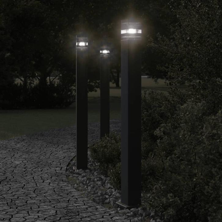 vidaXL Buitenvloerlamp 110 cm aluminium zwart, Tuin en Terras, Buitenverlichting, Nieuw, Verzenden