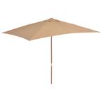 vidaXL Parasol met houten paal 200x300 cm taupe, Tuin en Terras, Verzenden, Nieuw