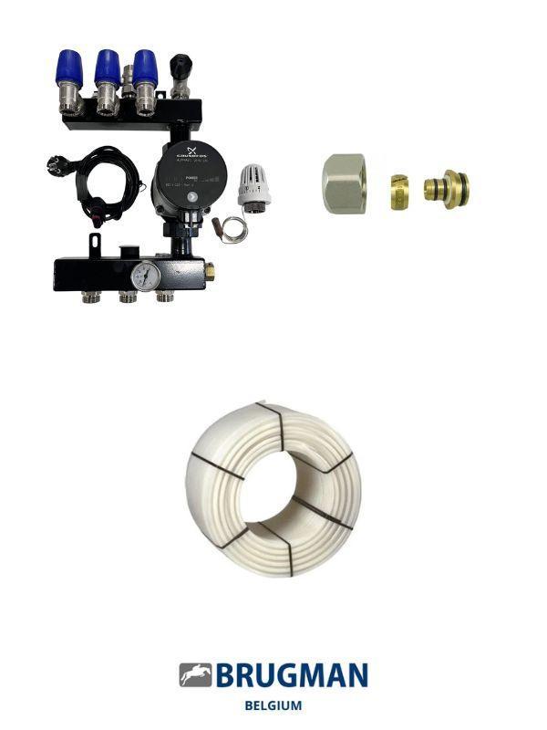3 groep basic verdeler (grundfos pomp) + 200mtr 16x2 vloe..., Doe-het-zelf en Verbouw, Verwarming en Radiatoren, Overige typen