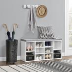 Schoenenkast 103x30x48 cm met zitkussen donkergrijs en wit, Huis en Inrichting, Kasten | Schoenenkasten, Verzenden, Nieuw