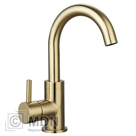 Eenhendel wastafelkraan goud met draaibare uitloop, Doe-het-zelf en Verbouw, Sanitair, Nieuw, Verzenden