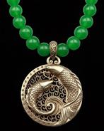 Smaragd - Boeddhistische ketting - Gouden vissen - Welvaart