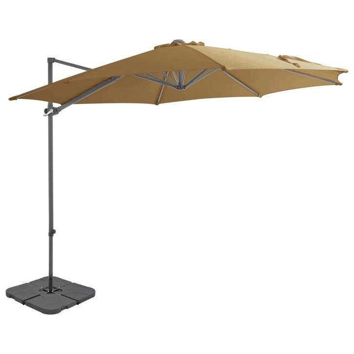 vidaXL Parasol met draagbare voet taupe, Tuin en Terras, Parasols, Nieuw, 3 tot 4 meter, Verzenden