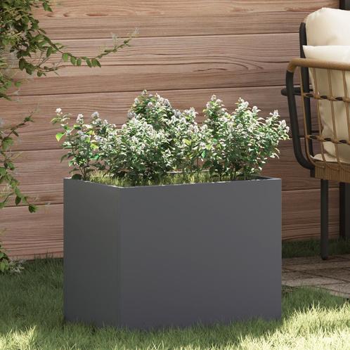 vidaXL Tuin Bloempot Antraciet Koudgewalst staal, Tuin en Terras, Bloembakken en Plantenbakken, Minder dan 60 cm, Nieuw, Metaal