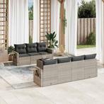 vidaXL 8-delige Loungeset met kussens poly rattan lichtgrijs, Verzenden, Nieuw, Rotan, Loungeset