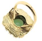 Gouden Victoriaanse ring met jade en roos geslepen diaman..., Gebruikt, Overige kleuren, Ophalen of Verzenden, 17 tot 18