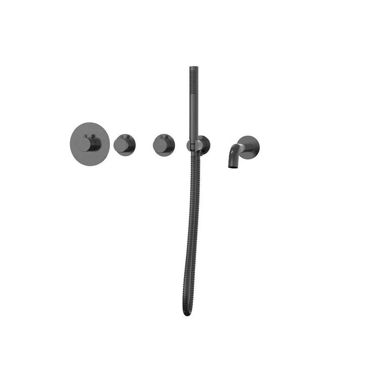 Thermostatische inbouw badkraan gun metal drie-knops, Doe-het-zelf en Verbouw, Sanitair, Verzenden