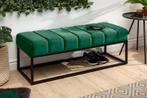 Elegante bank PETIT BEAUTE 108 cm smaragdgroen fluweel zwart, Ophalen of Verzenden, Nieuw