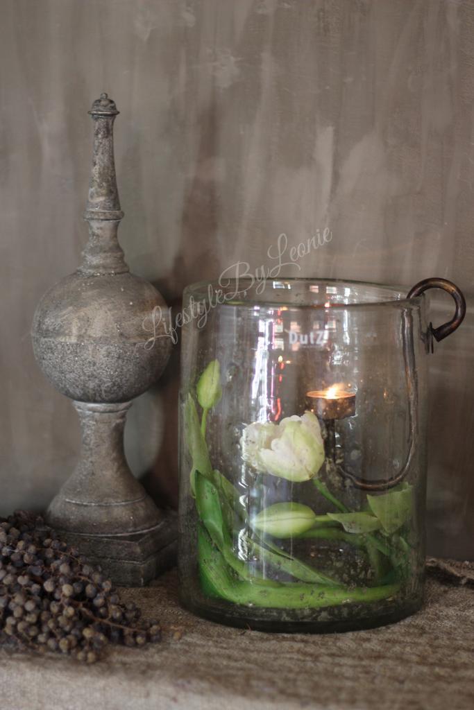 DUTZ cilinder windlicht met metal chips 25 cm, Huis en Inrichting, Woonaccessoires | Kandelaars en Kaarsen, Nieuw, Ophalen of Verzenden