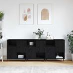 vidaXL Dressoirs 3 pcs Zwart eiken 180 x 35 x 70 cm Bewerkt, Huis en Inrichting, Kasten | Dressoirs, Verzenden, Nieuw, Overige houtsoorten