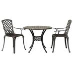 vidaXL 3-delige Bistroset gietaluminium bronskleurig, Verzenden, Nieuw, Aluminium, 2 zitplaatsen