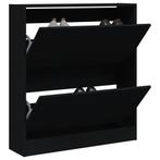 vidaXL Schoenenkast 80x21x87,5 cm bewerkt hout zwart, Huis en Inrichting, Verzenden, Nieuw