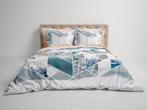 Heckett Lane Dekbedovertrek Katoen Satijn Carey - storm blue, Huis en Inrichting, Slaapkamer | Beddengoed, Nieuw, Blauw, Verzenden