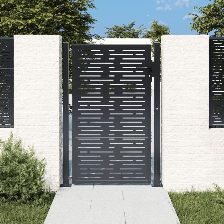 vidaXL Poort 100x125 cm met vierkant staal antracietkleurig, Tuin en Terras, Tuinpoorten, Nieuw, Verzenden