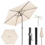 Zeshoekige Parasol – 240, 270, 300cm Kantelbaar Grijs/Beige, Tuin en Terras, Verzenden, Nieuw, Waterdicht, 2 tot 3 meter