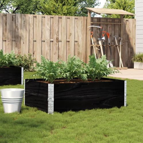 vidaXL Plantenbak 120x80 cm massief grenenhout zwart, Tuin en Terras, Bloembakken en Plantenbakken, Nieuw, Hout, Verzenden