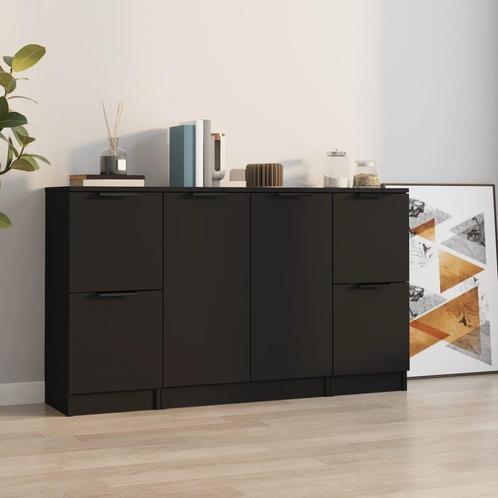 vidaXL Dressoirs 3 st bewerkt hout zwart, Huis en Inrichting, Kasten | Dressoirs, 25 tot 50 cm, Nieuw, 50 tot 100 cm, Overige houtsoorten