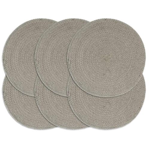 vidaXL Placemats 6 st rond 38 cm katoen effen grijs, Huis en Inrichting, Keuken | Textiel, Grijs, Nieuw, Verzenden
