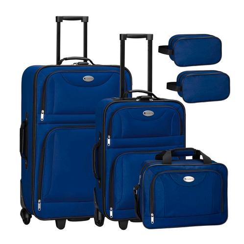 Trolley Reiskofferset / Kofferset Athen - 5-delig - Blauw, Sieraden, Tassen en Uiterlijk, Koffers, Nieuw, Verzenden