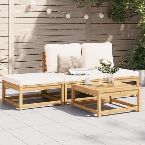 vidaXL 4-delige Loungeset met kussens massief acaciahout, Tuin en Terras, Tuinsets en Loungesets, Loungeset, Nieuw, Hardhout, Verzenden