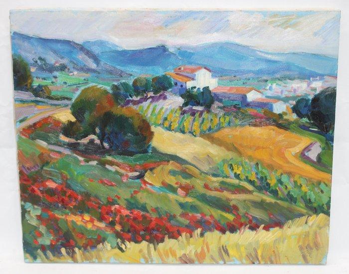 Juan Mendoza Marruedo (1929) - Paisaje entre amapolas y, Antiek en Kunst, Kunst | Schilderijen | Klassiek