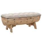 vidaXL Opbergbankje 103x51x44 cm massief hout en stof, Huis en Inrichting, Banken | Voetenbanken en Poefen, Verzenden, Nieuw