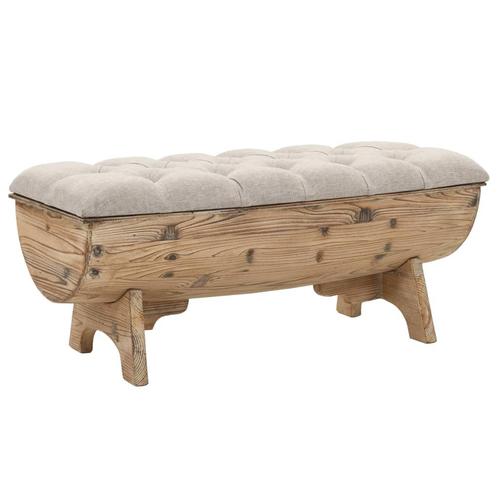 vidaXL Opbergbankje 103x51x44 cm massief hout en stof, Huis en Inrichting, Banken | Voetenbanken en Poefen, Nieuw, Verzenden