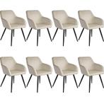 Eetkamerstoel Marilyn fluweellook, zwarte stoelpoten - crème, Huis en Inrichting, Stoelen, Verzenden, Nieuw
