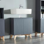 Wastafelonderkast Overath 60x60x30 cm grijs en houtkleurig [, Huis en Inrichting, Badkamer | Badkamermeubels, Verzenden, Nieuw