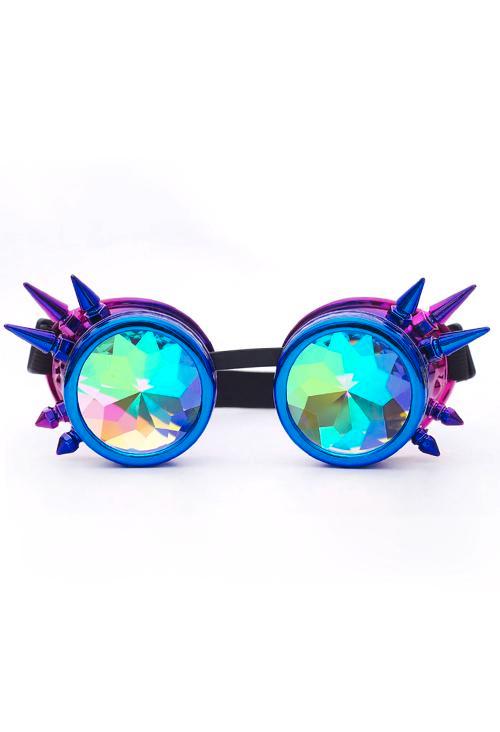 Goggles Steampunk Bril Spikes Blauw Roze Montuur Caleidoscoo, Kleding | Dames, Carnavalskleding en Feestkleding, Nieuw, Carnaval
