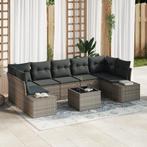vidaXL 8-delige tuinset met kussens - Grijs Poly Rattan, Verzenden, Nieuw, Rotan, Tuinset