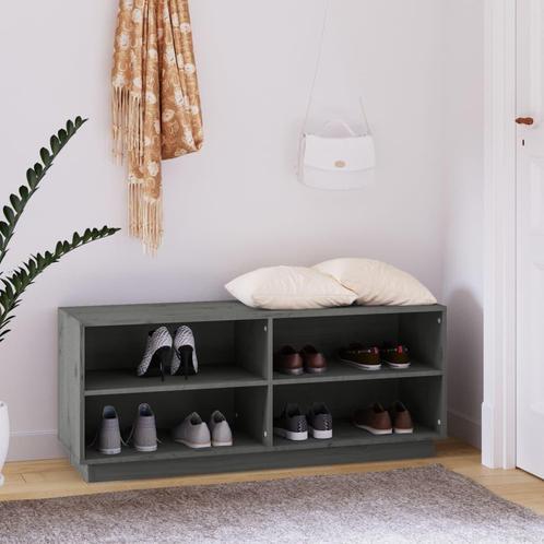 vidaXL Schoenenkast 110x34x45 cm massief grenenhout grijs, Huis en Inrichting, Kasten | Schoenenrekken, Nieuw, Verzenden