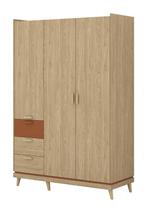 Kledingkast Skagen - Eiken - 3-Deurs met Lades, Huis en Inrichting, Kasten | Kledingkasten, Verzenden, Nieuw
