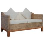 vidaXL Tweezitsbank met kussens natuurlijk rattan, Huis en Inrichting, Banken | Bankstellen, Verzenden, Riet of Rotan, Minder dan 150 cm
