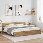 vidaXL Bedframe met hoofdeinde Artisan Eiken 200 x 200 cm, Verzenden, Nieuw, Bruin, Hout
