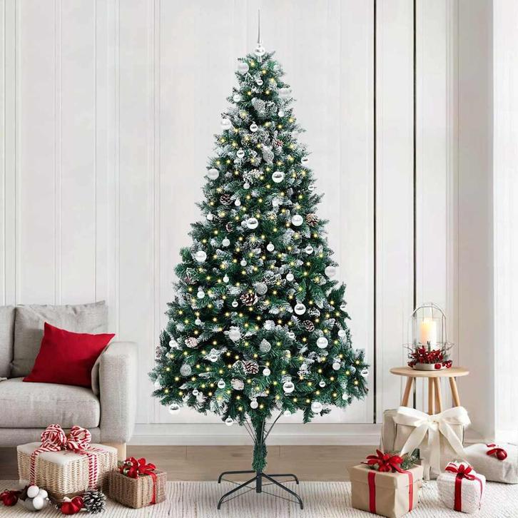 vidaXL Kunstkerstboom Groen 240 cm PVC en Staal en Kunststof, Diversen, Kerst, Nieuw, Verzenden