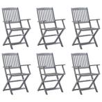 vidaXL Tuinstoelen 6 st inklapbaar massief acaciahout, Tuin en Terras, Tuinstoelen, Verzenden, Nieuw, Hout
