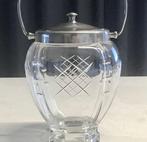 Koektrommel - geslepen glas met wafelmotief en verzilverd, Antiek en Kunst