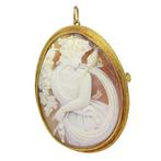 Broche - 18 karaat Geel goud - Camee, Victoriaans 1850, Sieraden, Tassen en Uiterlijk, Antieke sieraden