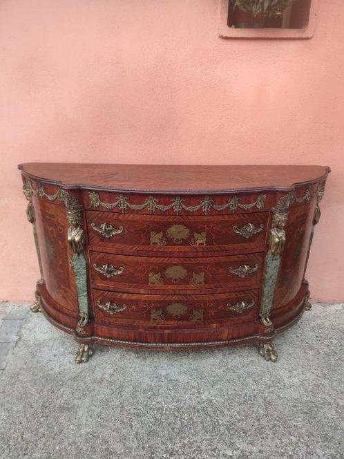 Commode - Brons, Hout, Marmer - Bediende, Antiek en Kunst, Curiosa en Brocante