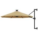 vidaXL Wandparasol met LEDs 300 cm taupe, Tuin en Terras, Parasols, Verzenden, Nieuw, 3 tot 4 meter, Muurparasol