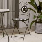 vidaXL Bistrostoelen 2 st inklapbaar keramiek zwart en wit, Tuin en Terras, Tuinstoelen, Verzenden, Nieuw