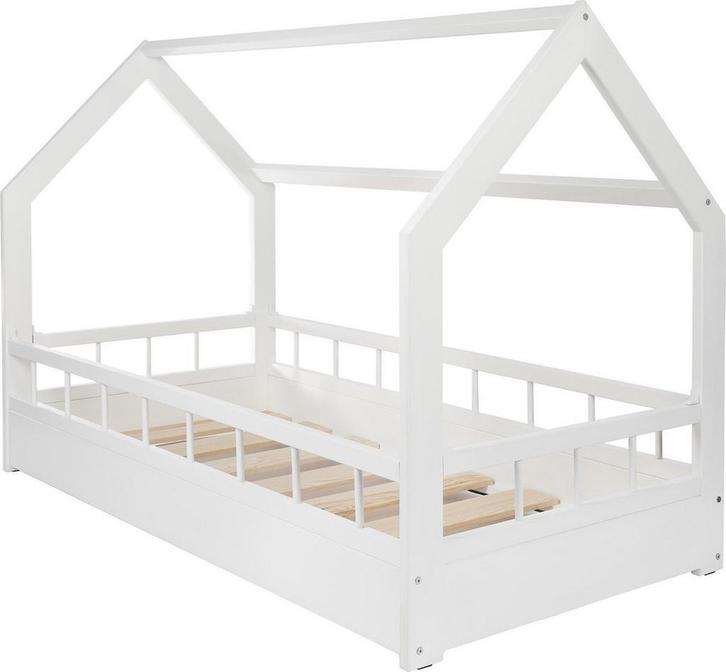 Kinderbed Hout Wit 160x80 | Veiligheidsbarriere | Nieuw, Kinderen en Baby's, Kinderkamer | Bedden, 70 tot 85 cm, 160 tot 180 cm