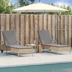vidaXL Ligstoelen 2 st met kussens poly rattan beige, Verzenden, Nieuw