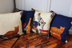 Kussenset met vintage Katten op Fornasetti boekenstof -