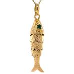 Gouden vis hanger met kleursteen 18 krt, Ophalen of Verzenden, Nieuw