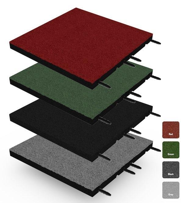 Rubber tegel met pen- en gat verbinding 50x50 cm - 45 mm, Tuin en Terras, Tegels en Klinkers, Verzenden